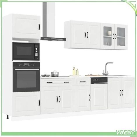 Ensemble d'armoires de cuisine 7 pièces - Kalmar - Blanc brillant - Bois d'ingénierie - Placard 60x57x207 cm (1/5)
