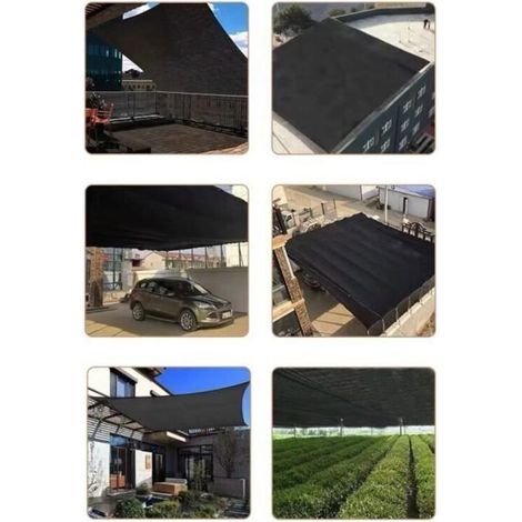 Filet d'ombrage noir 3x4m pour terrasse de jardin, voile d'ombrage rectangulaire, étiquette noire. (1/5)