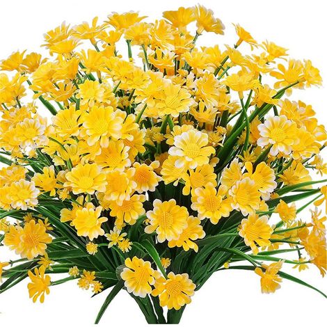 Fleurs Artificielles - Marguerites Simulées - Tige Flexible 35 cm - Bouquet 15 Fleurs - Blanc Rouge Violet Rose Chaude Orange Jaune - Décoration Intérieure Extérieure Mariage Fête (1/5)