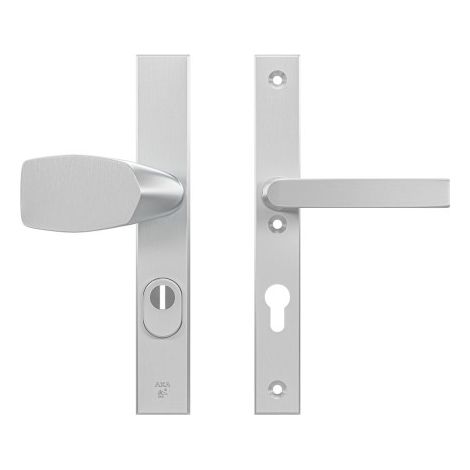 AXA Sicherheits Türbeschläge set - Edge Plus Smal - Türklinken mit Langschild - PC72 mit Kernziehschutz - Kruk/Knopf - Aluminium (1/5)