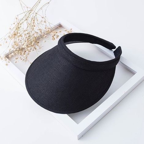 Visera solar de tela sin cierre - visera solar deportiva ajustable - negra - para hombre y mujer (1/4)