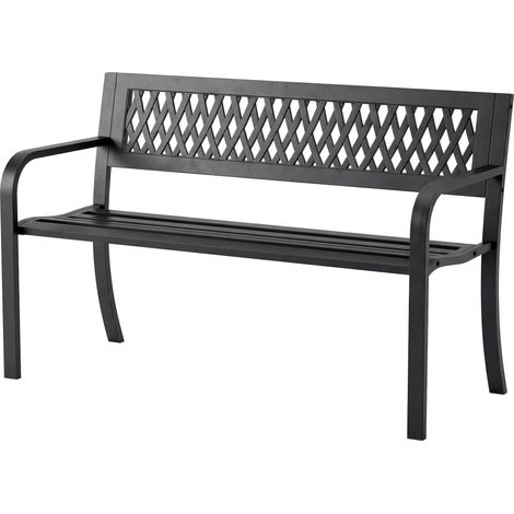 Outsunny Panchina da Esterno per Giardino 2 Posti in Metallo con Braccioli Nero