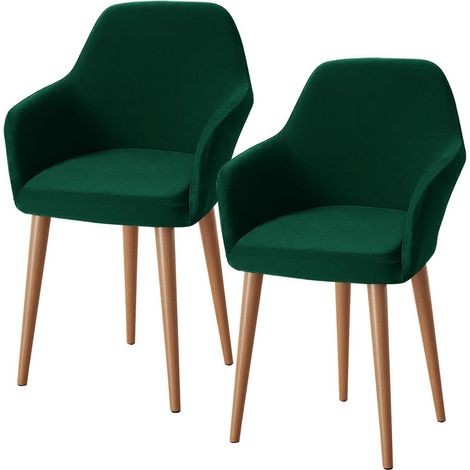 Housses de chaise extensibles avec accoudoirs, lot de 2, vert (1/5)