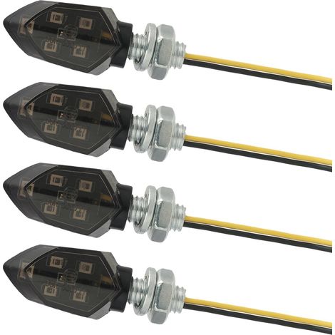 4 x Mini Clignotant LED Adapté Aux Motos 12V, Indicateurs de Moto LED, Mini Indicateurs pour Moto, Étanches, Clignotants Lumières, Universels pour Scooter, Quad, Cruiser, Off-Road (1/5)