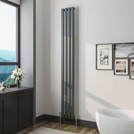 Oval Column Radiator 1800x236mm Anthracite Vertical Radiator Single Modern Central Heating Radiators