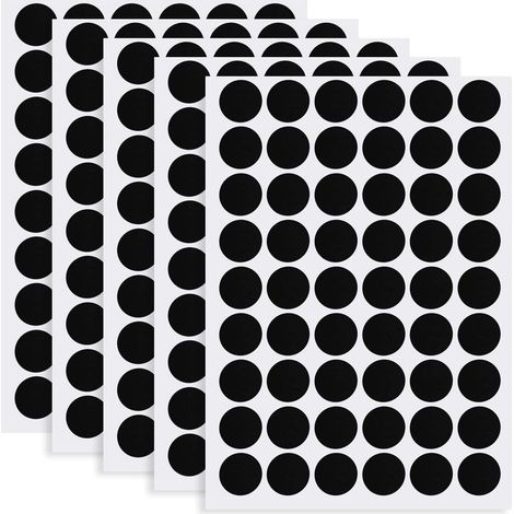 Noir 5 Feuilles/270 Pcs Cache Vis Auto-adhésifs, Couvre Vis Autocollants pour Trous de Vis, Capuchons Adhésifs Ø21 mm, Autocollants de Couverture Meubles pour Vis Porte Armoire Meubles