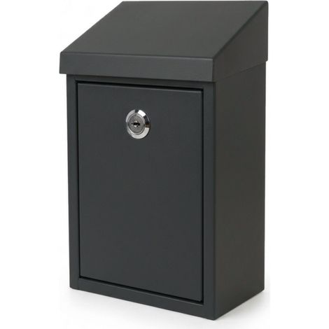 Relaxdays Cassetta per chiavi da parete, HLP: 24,5 x 15 x 8,5 cm, 4 chiavi, mini cassetta postale, antracite RAL7016 (1/5)