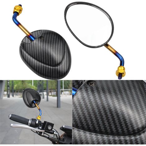 Rearview mirror for Niu Jinzhan Coolqi Millennium Turtle electric motorcycle, carbon fiber reflector with titanium imitation, water transfer printed