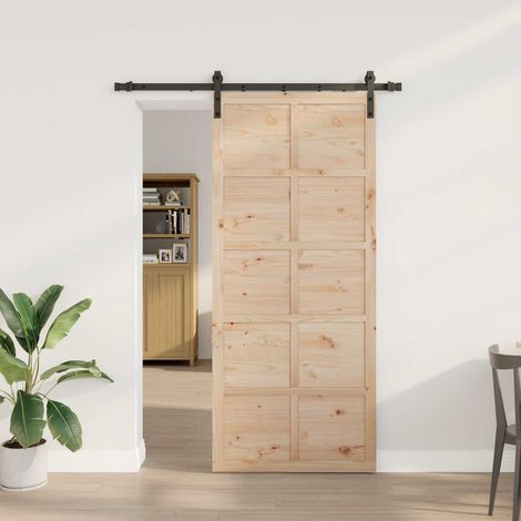 vidaXL Porta scorrevole Naturale 80 x 208 cm Legno Massello di