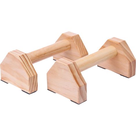 Lot de 2 barres de pompes en bois, poignées de pompes robustes pour l'entraînement au poirier, en pin, respectueuses des articulations, pour la musculation à domicile. (1/5)