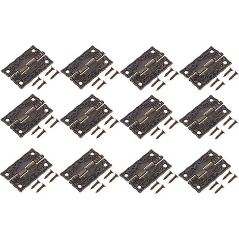 Charnières de Boîte en Alliage de Zinc Marron 12Pièces pour Meubles et Coffres, Fixations Robustes pour Ajouter une Touche Rétro à Votre Décor (1/5)