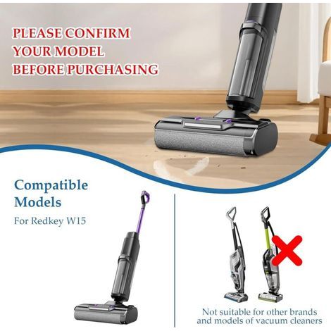 Brosse rotative + filtres Pièces de rechange pour Redkey W15, pour Vozascly W15 accessoires aspirateur eau et poussière, 2 Brosses à rouleau + 2 filtres Hepa + 1 Brosse de nettoyage (1/3)