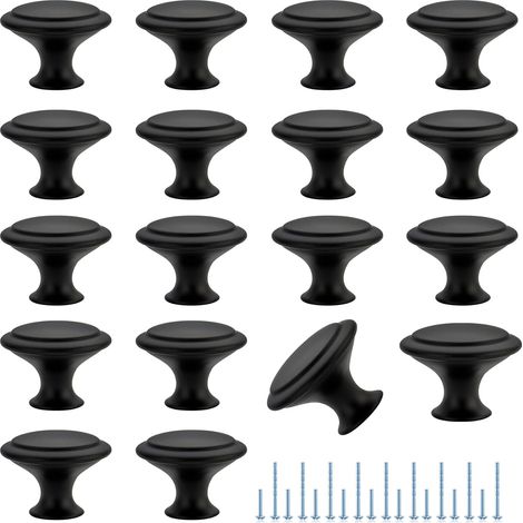 18 Stück – Schwarze runde Möbelknöpfe – 30 mm Knöpfe für Schubladen und Schranktüren – Befestigungsschrauben inklusive – Möbelknöpfe (1/5)
