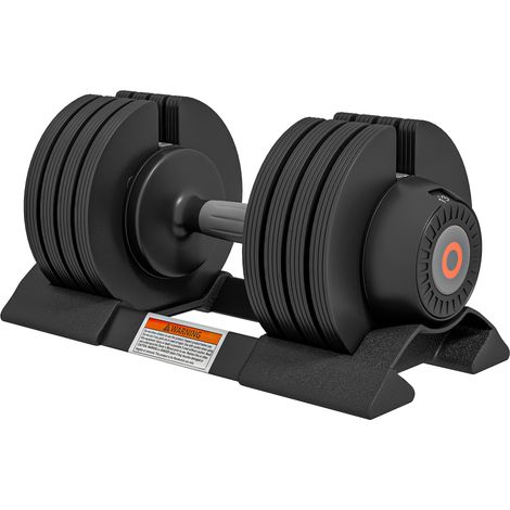 SPORTNOW Kit Pesi Regolabili in Acciaio e ABS 7/13/18/24 kg con Base Nero