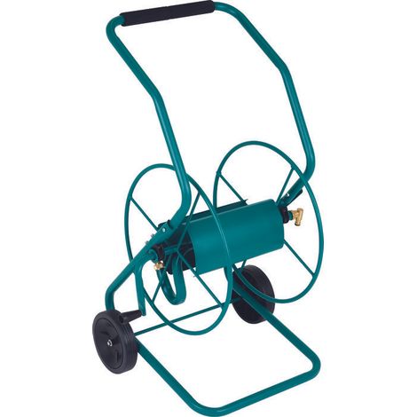 Capvert – Enrouleur tuyau arrosage métallique sur roues – Capacité 120 m Ø 15 mm – Guidon ergonomique – Raccord laiton – Traitement antirouille (1/6)