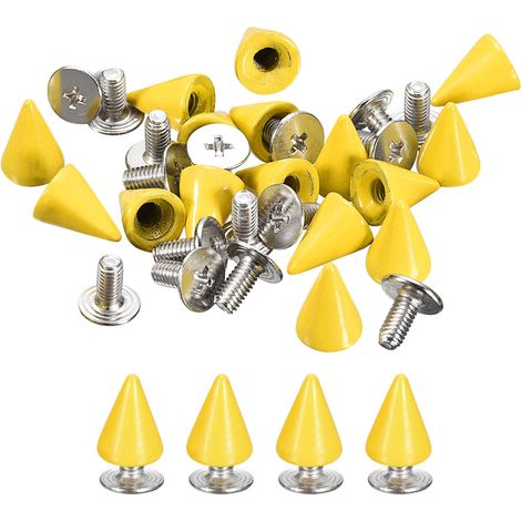 50 Ensembles Cône Pointes Clous 7x10mm pour Bricolage Jaune (1/5)