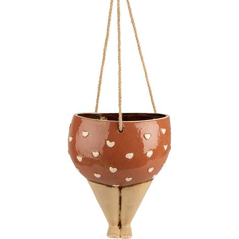 Cache-pot Suspendu en Céramique Design Jambes de Femme Décoration Intérieure Rose Beige 17x15x20cm - PANGIVO (1/5)