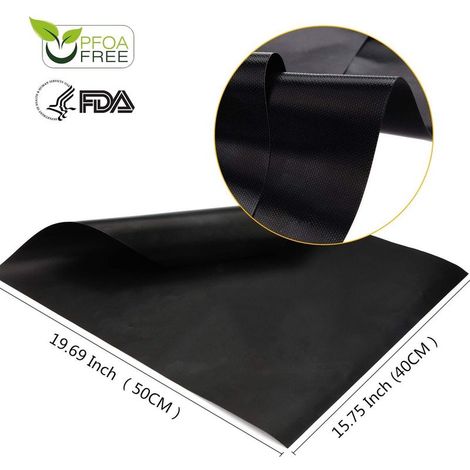 Tapis de BBQ ,Grille Barbecue Tapis Barbecue Set,Tapis de Cuisson réutilisable et résistane à Chaleur Coupe Facile Feuille de Cuisson pour Le BBQ et Four Anti-adhérent avec 1 Brosse (6X40X50 cm) GROOF (1/4)