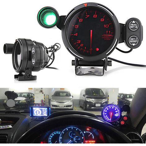 Tachymètre 12 V 80 mm (3,75 pouces) modifié avec LED, compteur de vitesse 11 000 tr/min, lumière rouge (1/5)