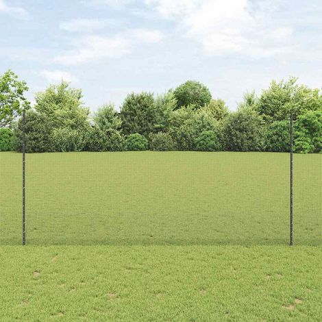 Zaun mit Pfosten Grau 1,5 x 25 m Stahl und PVC