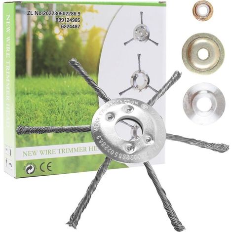 Tete Brosse Debroussailleuse, 200 mm x 25,4 Universelle Tête Débroussailleuse, 25,4mm Alésage, à 6 Fils d'acier, Metallique Debroussailleuse de Jardin - (1/5)