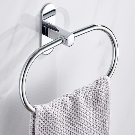 Porte-serviettes adhésif résistant pour salle de bain, sans perçage, en acier inoxydable.