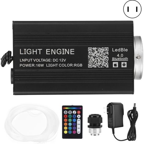 16-W-RGBW-LED-Lichtleiterbeleuchtung, Fernbedienung und Bluetooth-App, 0,75 mm x 2 m, Dekoration für Bar, Wohnzimmer, Partys, 100–240 V US-Stecker (1/5)