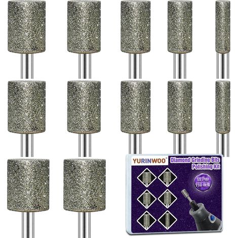 24 Stück Diamant Frässtifte Kompatibel mit Dremel, Diamond Schleifstifte Körnung 50 Körnung 116, Diamant Fräser mit 3mm Schaft Passform für Stein Glas Keramik Schnitzen,Schleifen,Polieren,Gravieren (1/5)