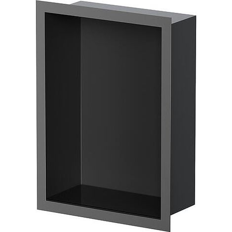 Niche murale pour douche avec cadre d’encastrement et manchette d’étanchéité 234x324x100mm, peint en noir par poudrage (1/5)