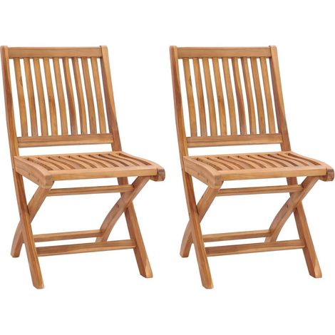 Lot de 2 chaises de jardin pliables en bois de teck KANSA (1/5)
