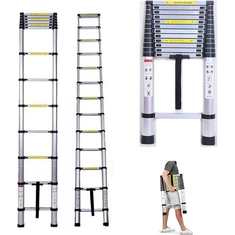 Mehrzweckleiter 5m Teleskopleiter Alu-Klappleiter Rutschfester Ausziehbare Robust Stehleiter 150 kg/330 Pfund Belastbarkeit