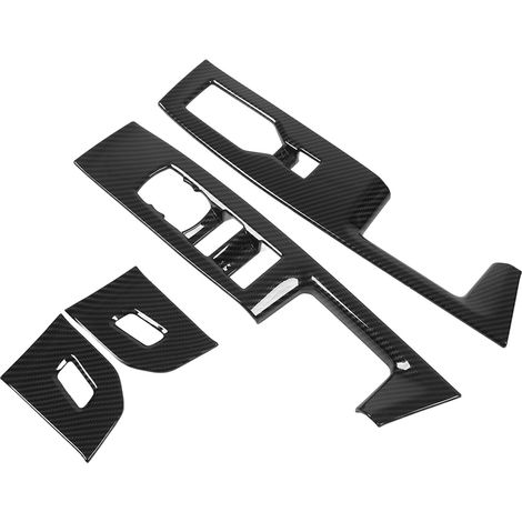 Coffret de 4 panneaux de commutateur de vitre avant pour Ford 2021+, finition fibre de carbone, kit de remplacement de plaque de porte. (1/5)