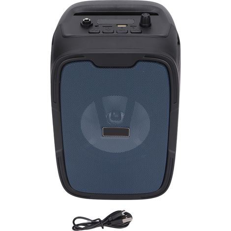 Enceinte Bluetooth portable sans fil avec caisson de basses Super Bass et radio FM pour karaoké en extérieur, 12,7 cm (5 pouces), bleue