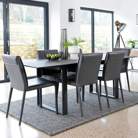 Table céramique extensible gris foncé 176 cm-216 cm TORONTO (1/5)