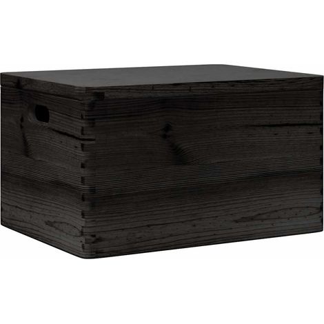Wooden Box with Lid and Handles Black 40x30x23cm Solid Wood Pine vidaXL
