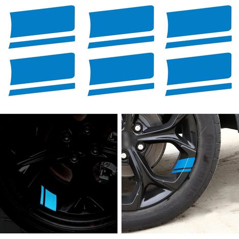 Lot de 6 autocollants réfléchissants bleus pour jantes de voiture - Univer (1/5)