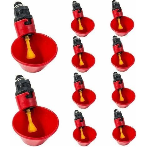 10 Pièces Volaille Eau Potable Tasses Abreuvoir Distributeur d'alimentation Pas de Gâchis Poulet Abreuvoir Poussin Fournitures pour Bétail Poulet Poule Caille (1/5)