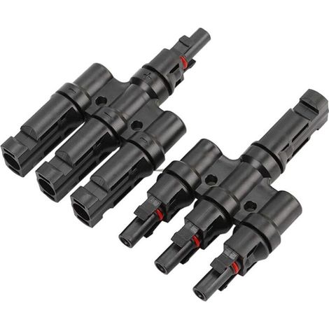 Photovoltaik-Stecker MC4, Solarpanel-Montage, professioneller Solarpanel-Kabelstecker, T-Typ-3-Abzweig-Solarstecker MFFF/FMMM, für Solar-Photovoltaik-Panel-System - Crezuo