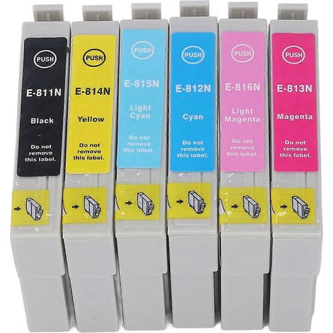 Cartouche d'encre BK CMY LC LM 6 couleurs Consommables d'impression pour papier photo et documents T0811N T0812N