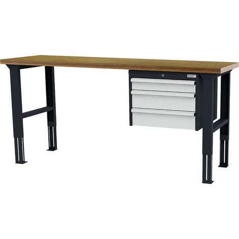 WS24 Arbeitstisch höhenverstellbar Schubladen: 1 x 100 2 x 150 B x T x H 2.000 x 600 x 760-1060 mm - WS24-100407
