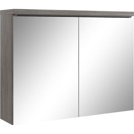 Badplaats Colonna Bagno Paso 80 x 20 x 60 cm - Rovere Grigio - Specchio Contenitore