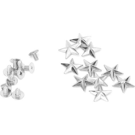 10 pièces de rivets pointus étoile métal pour décoration DIY cuir, sacs et chaussures (14mm argenté) (1/5)