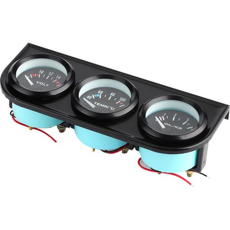 Kit de manomètre 3 en 1 pour voiture (1/8 po NPT 52 mm/2 po) : voltmètre 8-16 V, thermomètre d'eau 40-120 °C, manomètre de pression d'huile 0-7 kg (1/5)