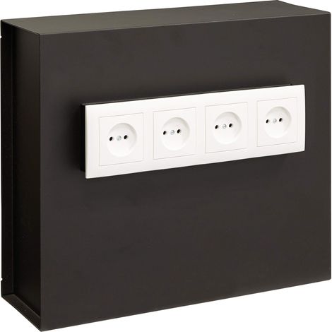 Coffre-fort invisible prise de courant Coffre fort secret à cacher derrière 4 prises electriques murales Boite de rangement camouflée objets de valeur 35x40x13 cm 15L (1/5)