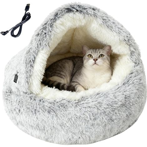 Lit Chauffant pour Chat Maison Chaude pour Chaton Lit Caverne Pour Chat D'Hiver Pour Amoureux Des Animaux Maison Bureau Salon Chambre Appartement Période De Récupération (1/5)