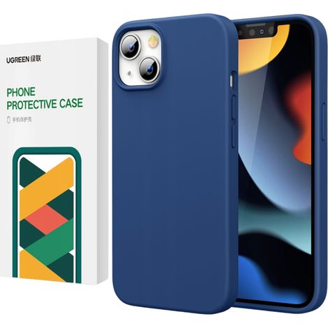 Funda protectora de silicona Ugreen, funda de silicona flexible para iPhone 13 Pro, color azul. (1/5)