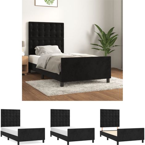 Bettgestell mit Kopfteil Schwarz 80x200 cm Samt (1/5)