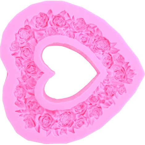 Moule à gâteau en silicone en forme de rose, cœur et couronne, 3D, pour mariage, anniversaire, fête. (1/5)