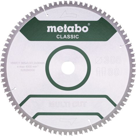 Metabo – Lame de scie circulaire 305 mm 628286000 – 80 dents pour bois dur et stratifié – Ø alésage 30 mm – Épaisseur 2.2 mm – 1 pièce (1/2)
