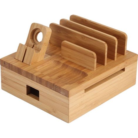 Support Rangement Bambou - Pour Telephones Mobiles Et Objets Numeriques - Multi-etages - 16 x 18 x 11 5 Cm - 1 Piece (1/4)